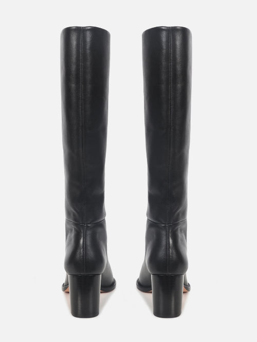 BOTA DE COURO EVE PRETO CANO ALTO SALTO MÉDIO