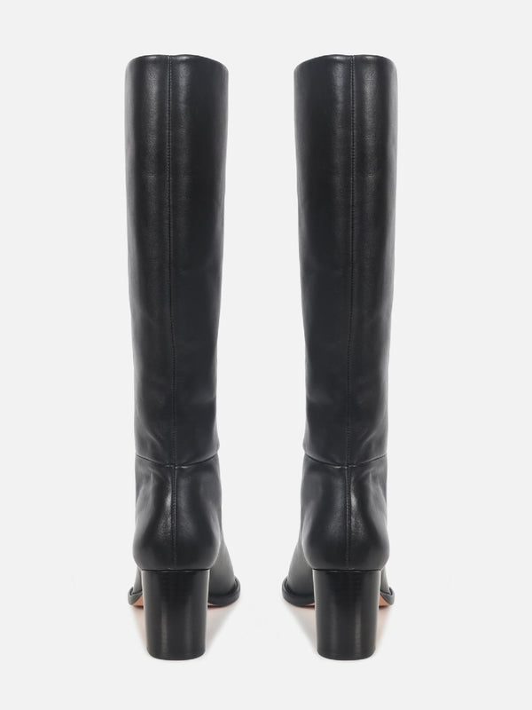BOTA DE COURO EVE PRETO CANO ALTO SALTO MÉDIO