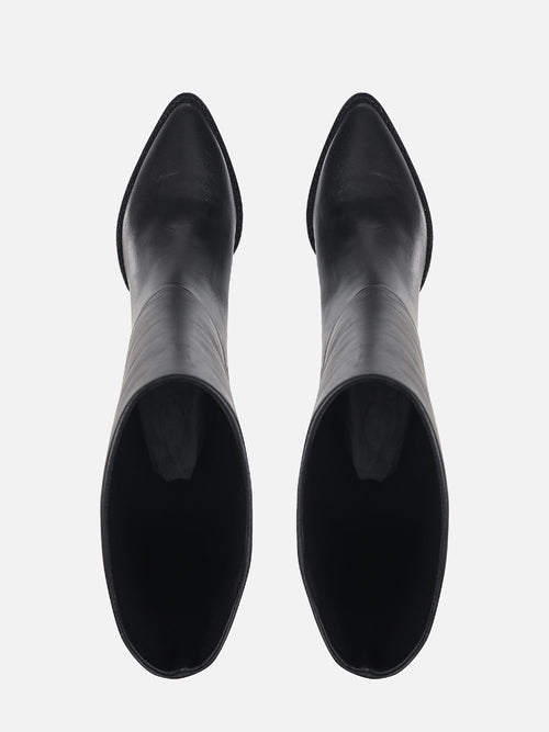 BOTA DE COURO EVE PRETO CANO ALTO SALTO MÉDIO