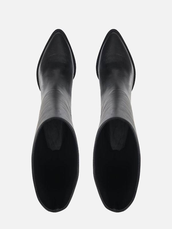 BOTA DE COURO EVE PRETO CANO ALTO SALTO MÉDIO