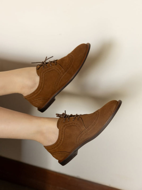 OXFORD DE CAMURÇA OLIVIA CANELA BROGUE