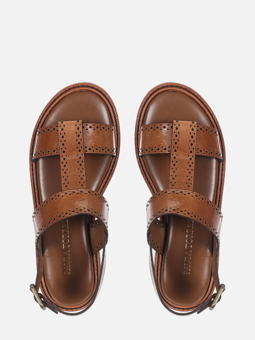 FLATFORM DE COURO GIU CANELA BROGUE