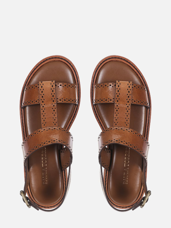 FLATFORM DE COURO GIU CANELA BROGUE