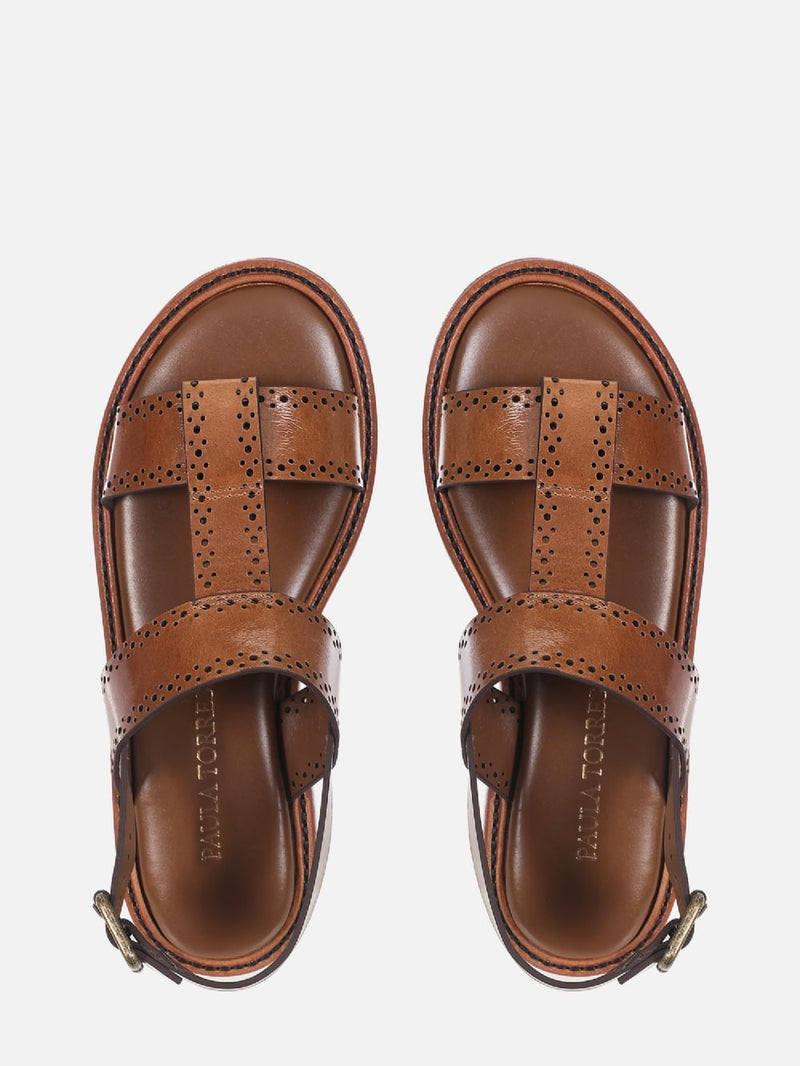 FLATFORM DE COURO GIU CANELA BROGUE