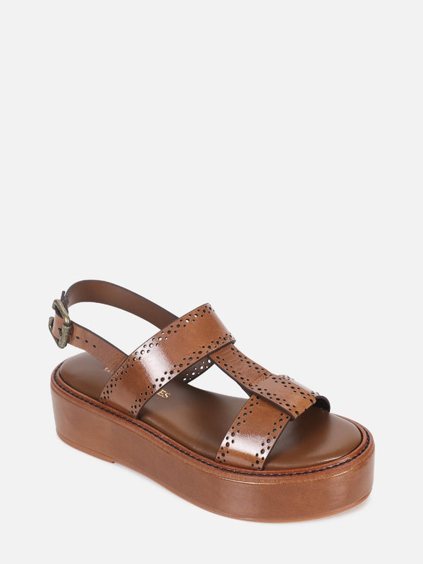 FLATFORM DE COURO GIU CANELA BROGUE