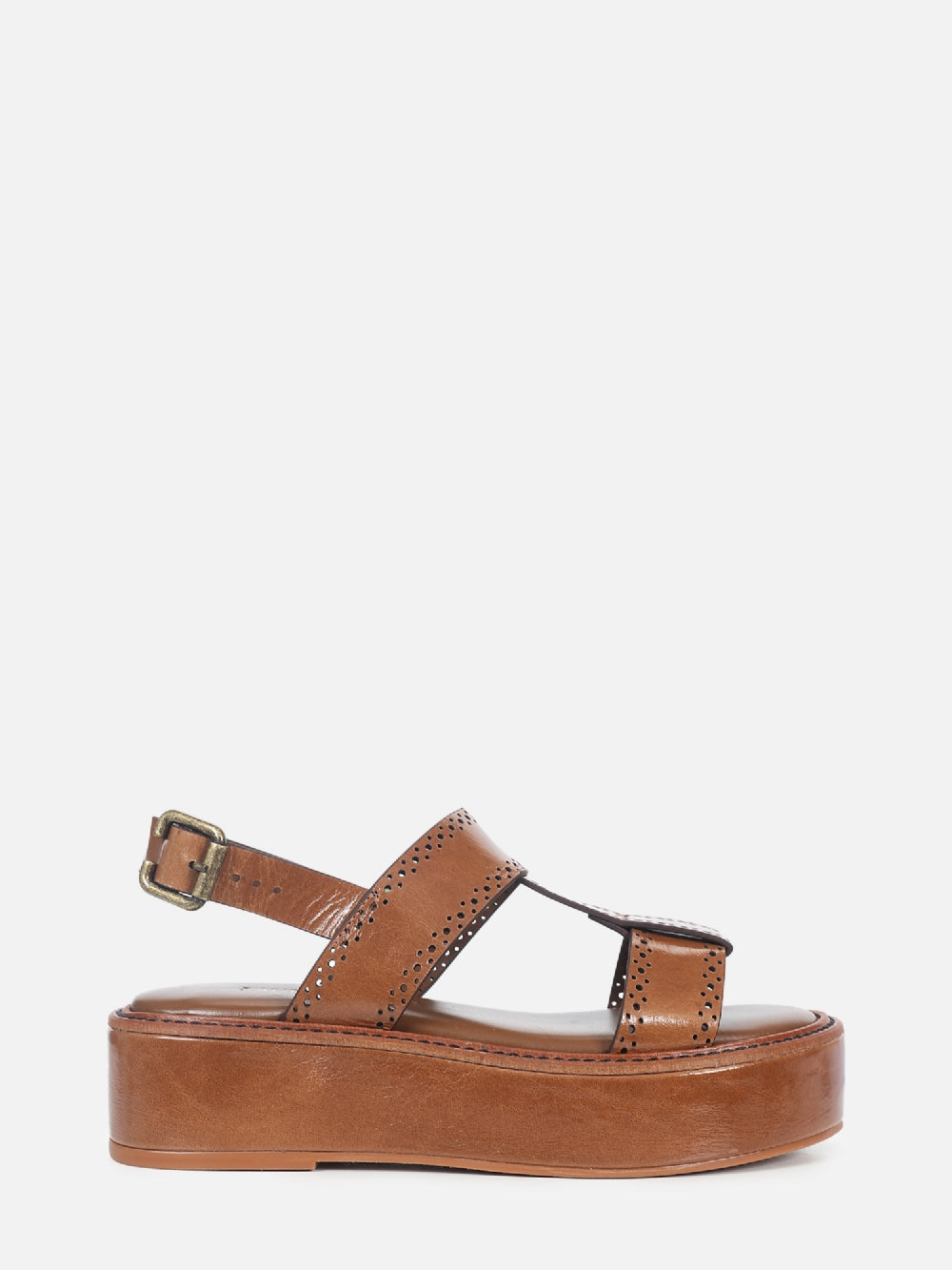 FLATFORM DE COURO GIU CANELA BROGUE