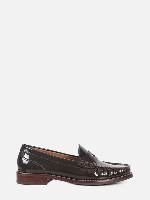 MOCASSIM DE COURO VERNIZ LIZ CAFÉ