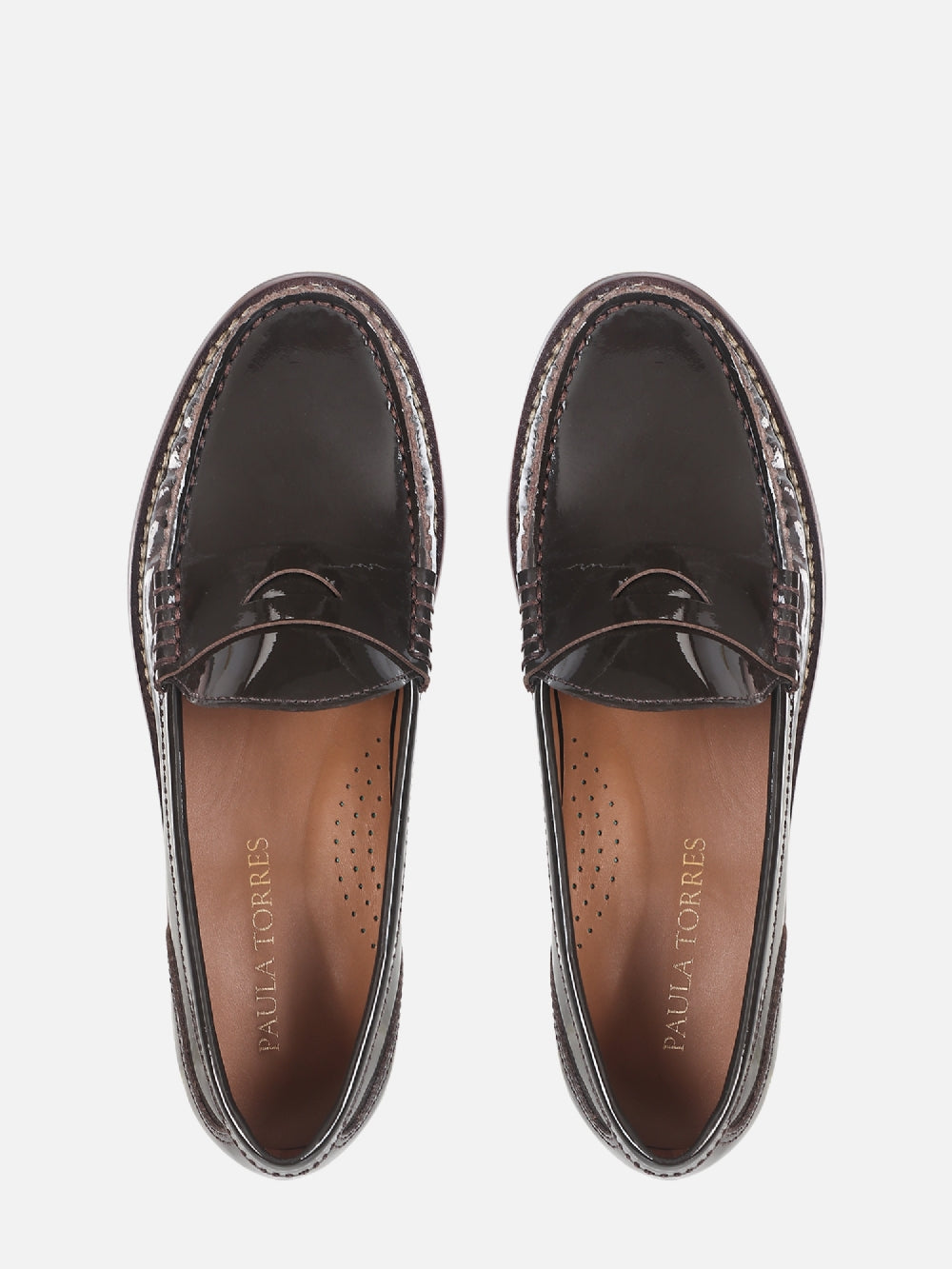 MOCASSIM DE COURO VERNIZ LIZ CAFÉ