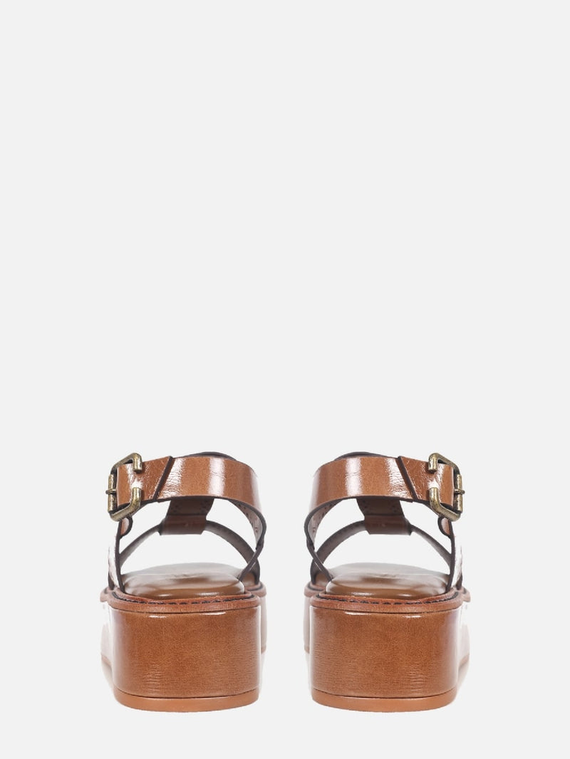 FLATFORM DE COURO GIU CANELA BROGUE