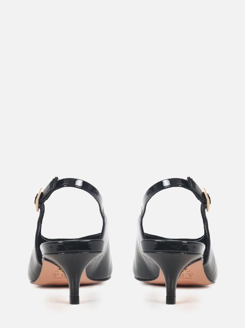 SCARPIN DE COURO VERNIZ LIZ PRETO SALTO BAIXO