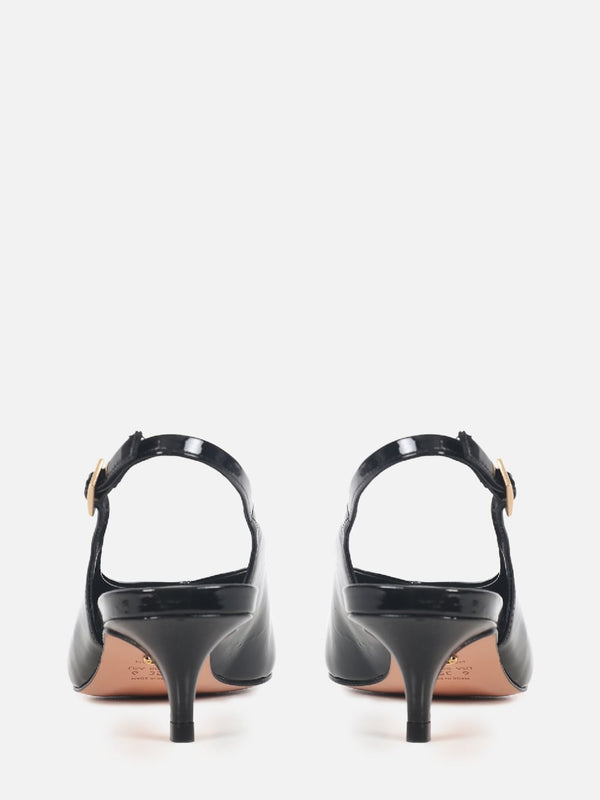 SCARPIN DE COURO VERNIZ LIZ PRETO SALTO BAIXO