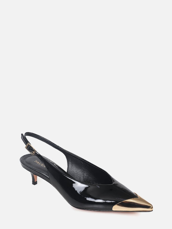 SCARPIN DE COURO VERNIZ LIZ PRETO SALTO BAIXO