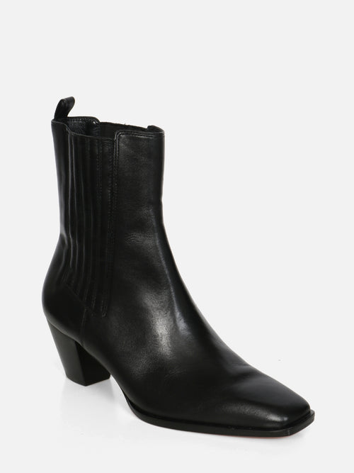 BOTA DE COURO CICI PRETO CHELSEA SALTO MÉDIO