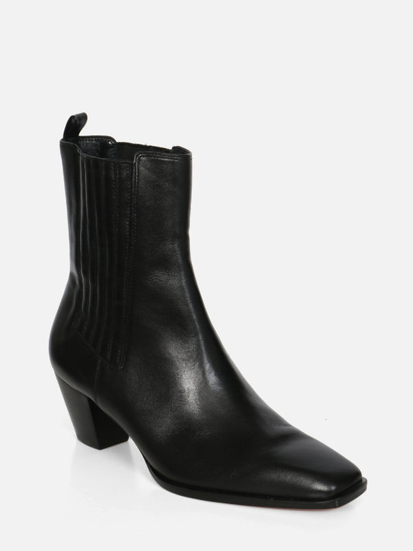 BOTA DE COURO CICI PRETO CHELSEA SALTO MÉDIO