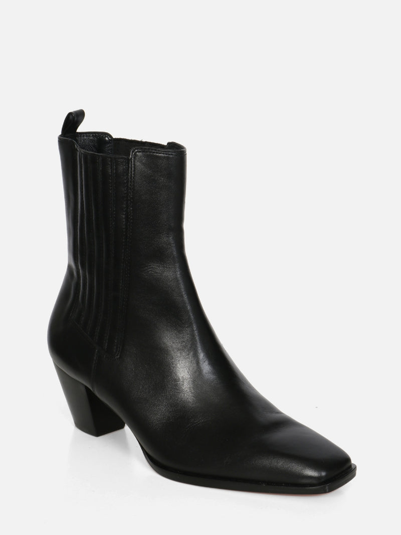BOTA DE COURO CICI PRETO CHELSEA SALTO MÉDIO