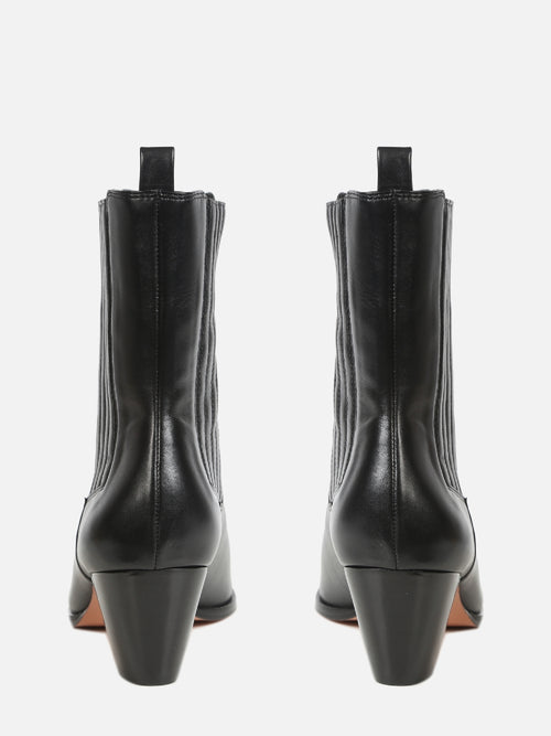 BOTA DE COURO CICI PRETO CHELSEA SALTO MÉDIO