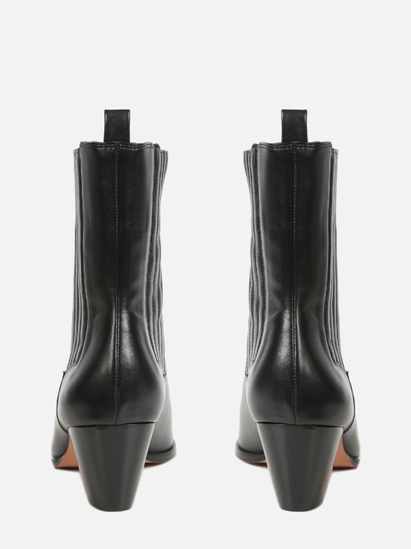 BOTA DE COURO CICI PRETO CHELSEA SALTO MÉDIO