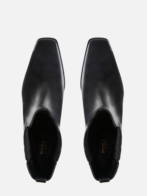 BOTA DE COURO CICI PRETO CHELSEA SALTO MÉDIO