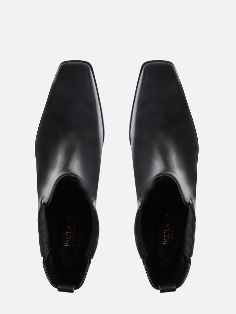 BOTA DE COURO CICI PRETO CHELSEA SALTO MÉDIO
