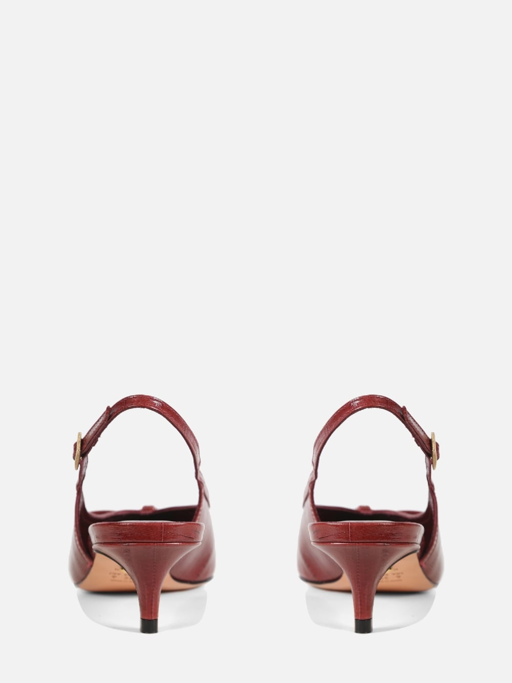 SCARPIN EM COURO VALENTINA BURGUNDY SLINGBACK SALTO BAIXO