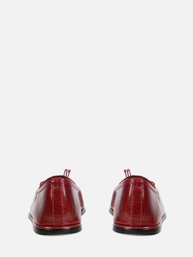 SAPATILHA EM COURO VALENTINA BURGUNDY MARY JANE
