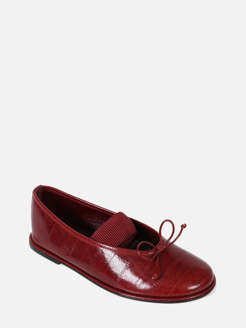 SAPATILHA EM COURO VALENTINA BURGUNDY MARY JANE