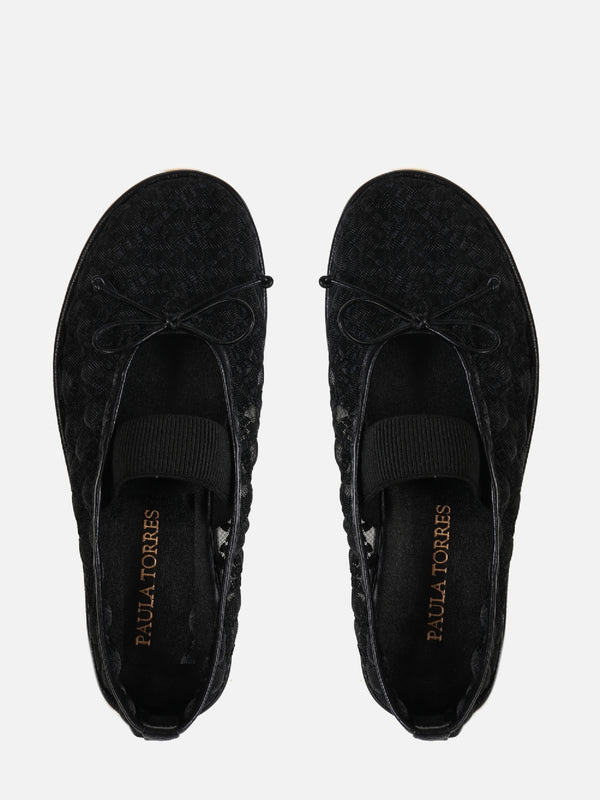 SAPATILHA EM TELA BORBADA VALENTINA PRETO MARY JANE
