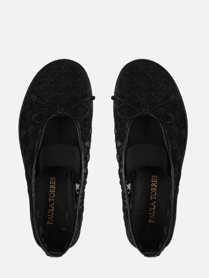 SAPATILHA EM TELA BORBADA VALENTINA PRETO MARY JANE