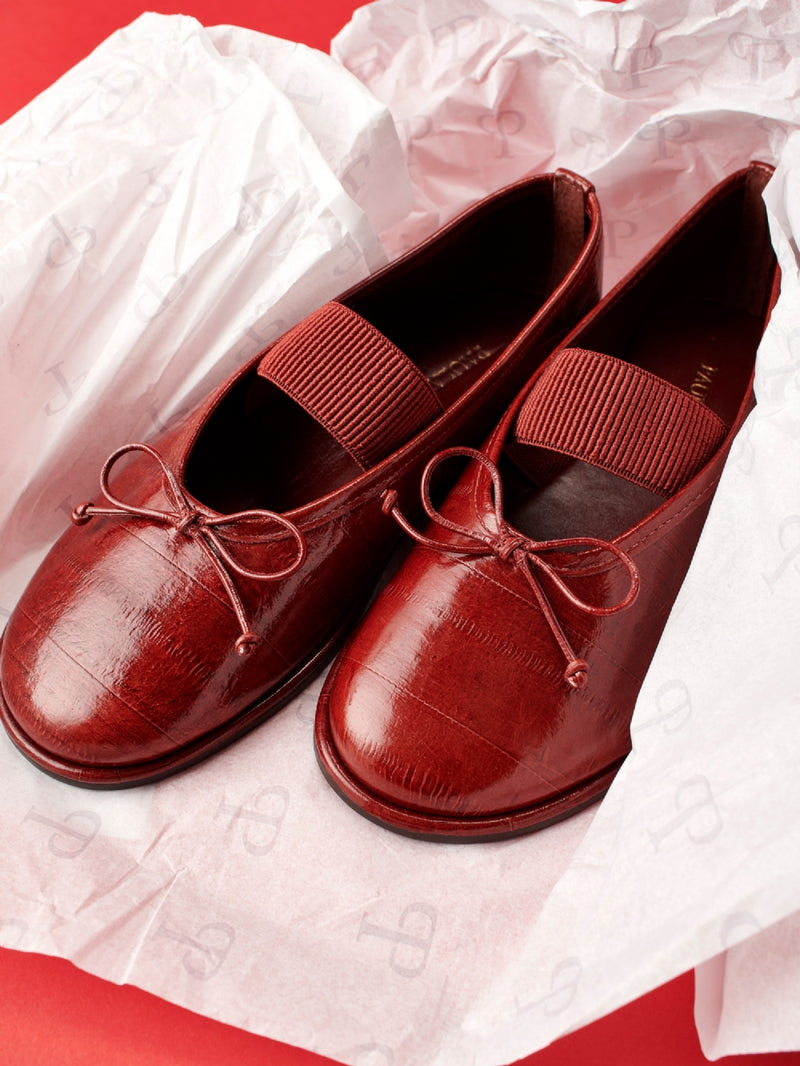 SAPATILHA EM COURO VALENTINA BURGUNDY MARY JANE