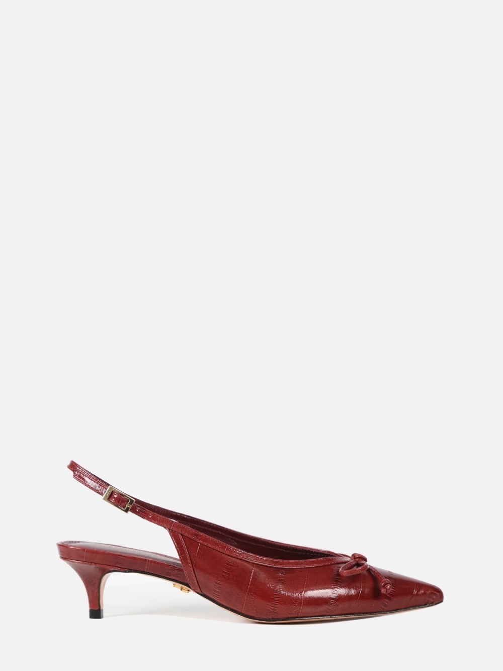 SCARPIN EM COURO VALENTINA BURGUNDY SLINGBACK SALTO BAIXO