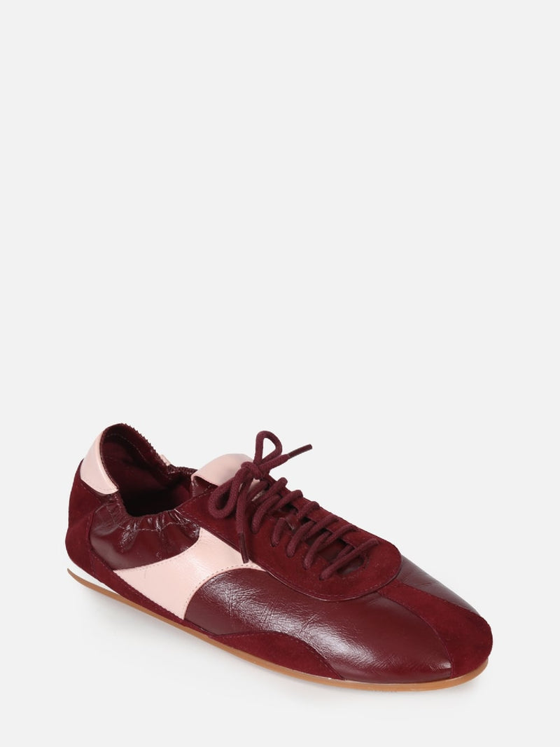 TÊNIS SNEAKERINA JOLIE EM COURO BURGUNDY AMARRAÇÃO