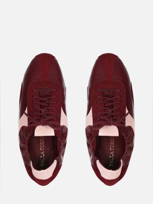 TÊNIS SNEAKERINA JOLIE EM COURO BURGUNDY AMARRAÇÃO
