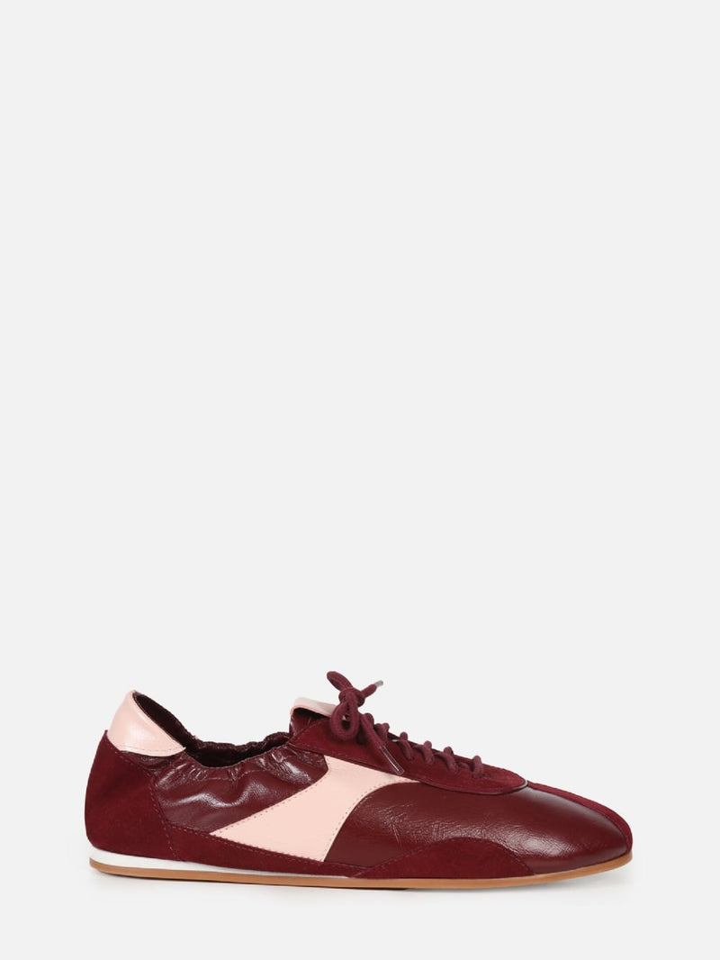 TÊNIS SNEAKERINA JOLIE EM COURO BURGUNDY AMARRAÇÃO