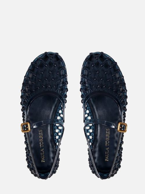SAPATILHA LARA JELLY DARK BLUE BICO REDONDO FIVELA