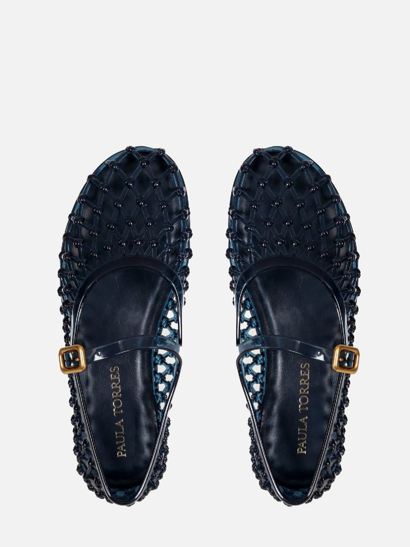 SAPATILHA LARA JELLY DARK BLUE BICO REDONDO FIVELA