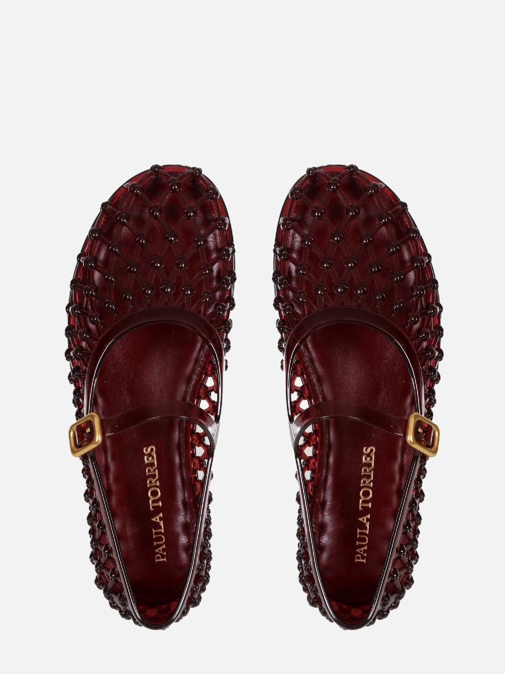 SAPATILHA LARA JELLY BURGUNDY BICO REDONDO FIVELA