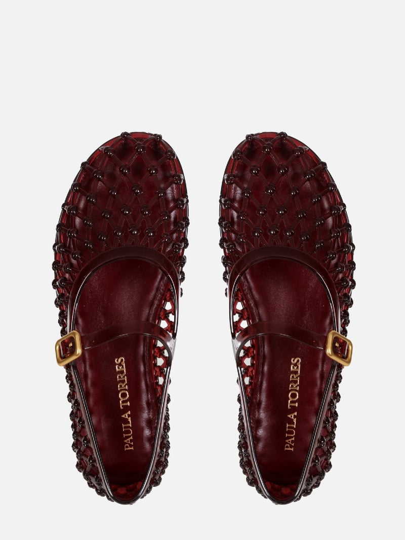 SAPATILHA LARA JELLY BURGUNDY BICO REDONDO FIVELA