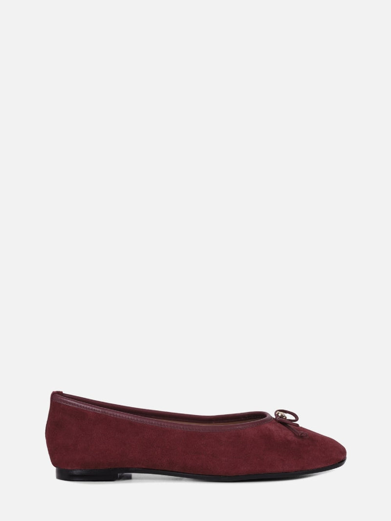 SAPATILHA EM CAMURÇA LILA BURGUNDY BICO QUADRADO