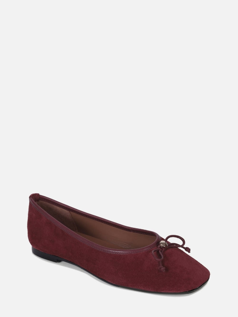 SAPATILHA EM CAMURÇA LILA BURGUNDY BICO QUADRADO