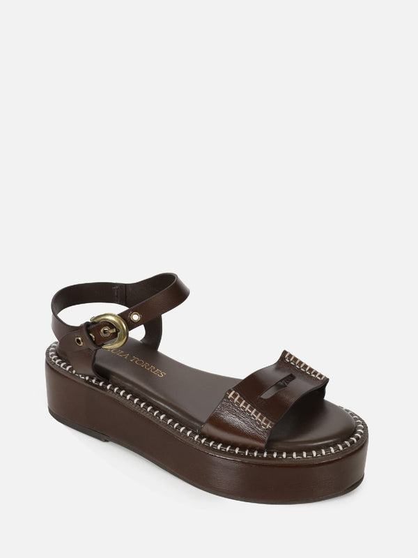 FLATFORM EM COURO LANA CAFÉ