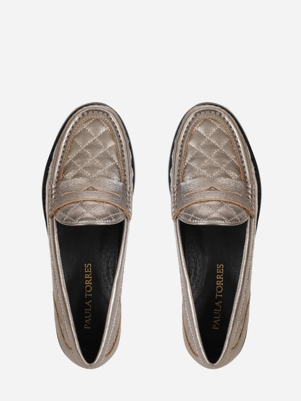 MOCASSIM EM COURO METALIZADO ELISE PRATA VELHO