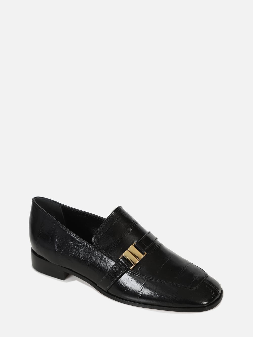 MOCASSIM EM COURO CHIARA PRETO BICO QUADRADO