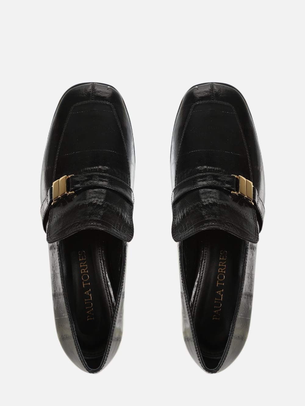 MOCASSIM EM COURO CHIARA PRETO BICO QUADRADO