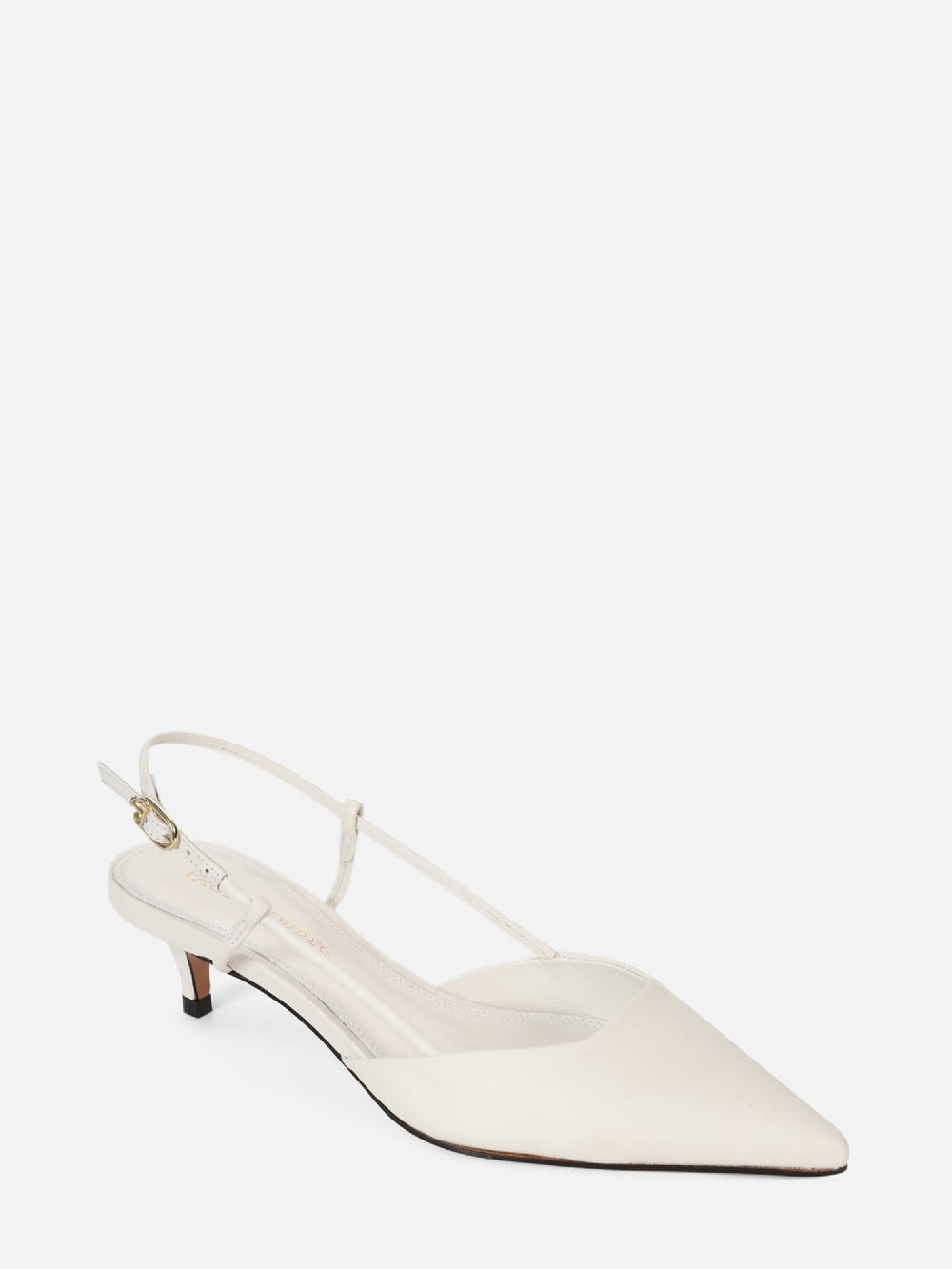SCARPIN EM COURO CASSIE OFF WHITE SALTO BAIXO