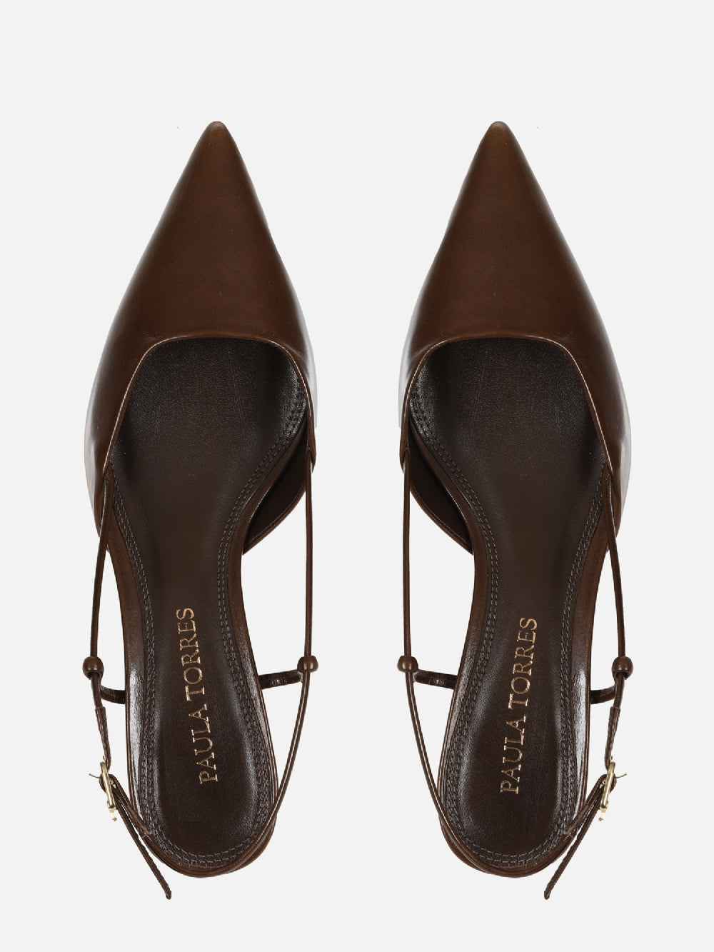 SCARPIN EM COURO CASSIE CAFÉ SALTO BAIXO