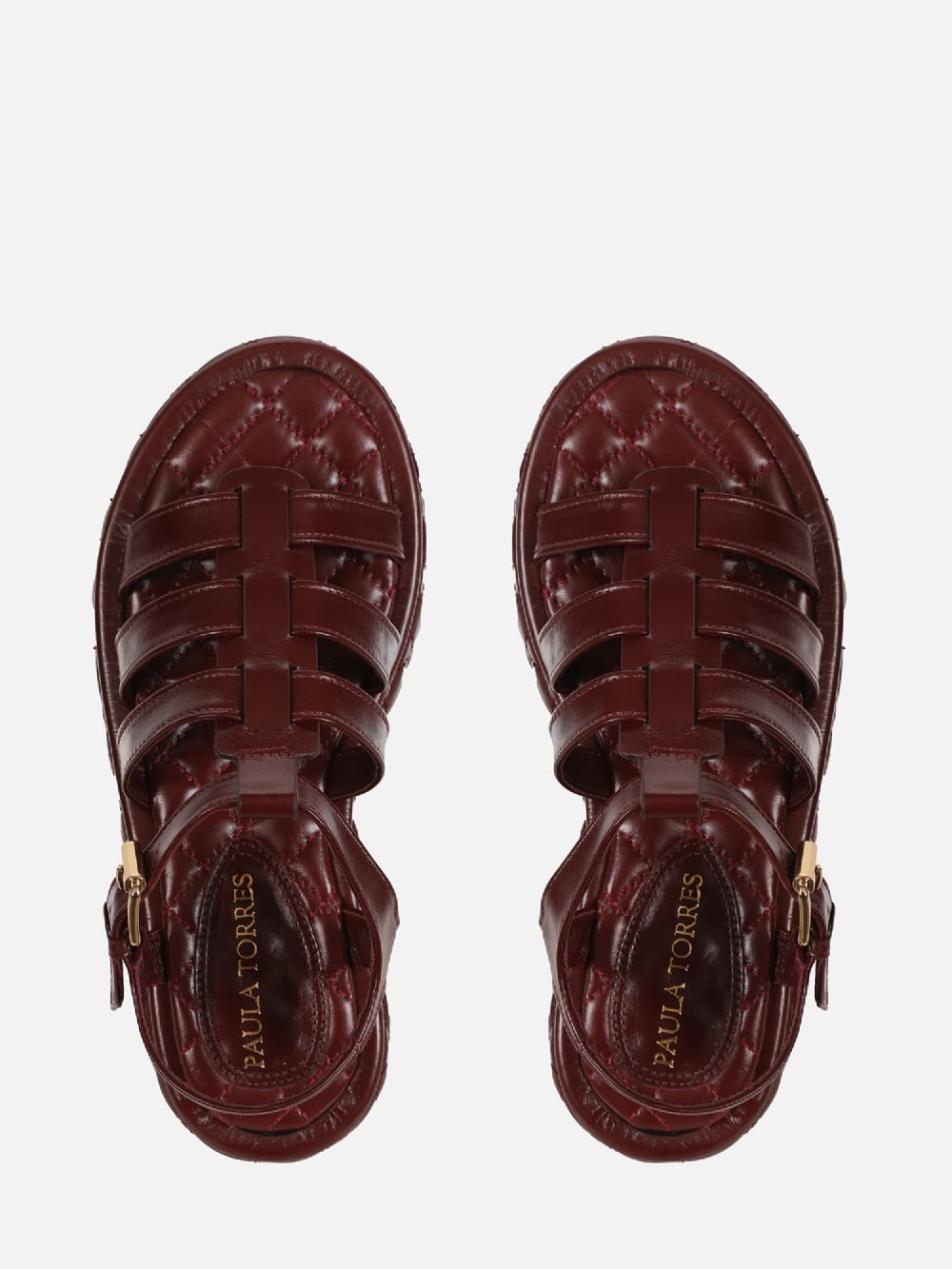 FLATFORM EM COURO ELISE BURGUNDY COM MATELASSÊ