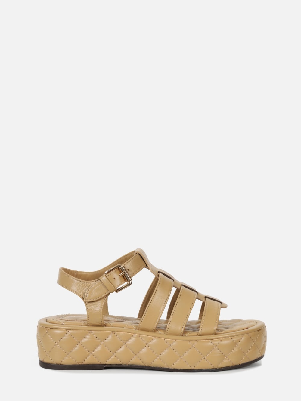 FLATFORM EM COURO ELISE SAFARI COM MATELASSÊ