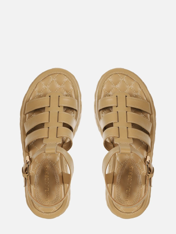 FLATFORM EM COURO ELISE SAFARI COM MATELASSÊ