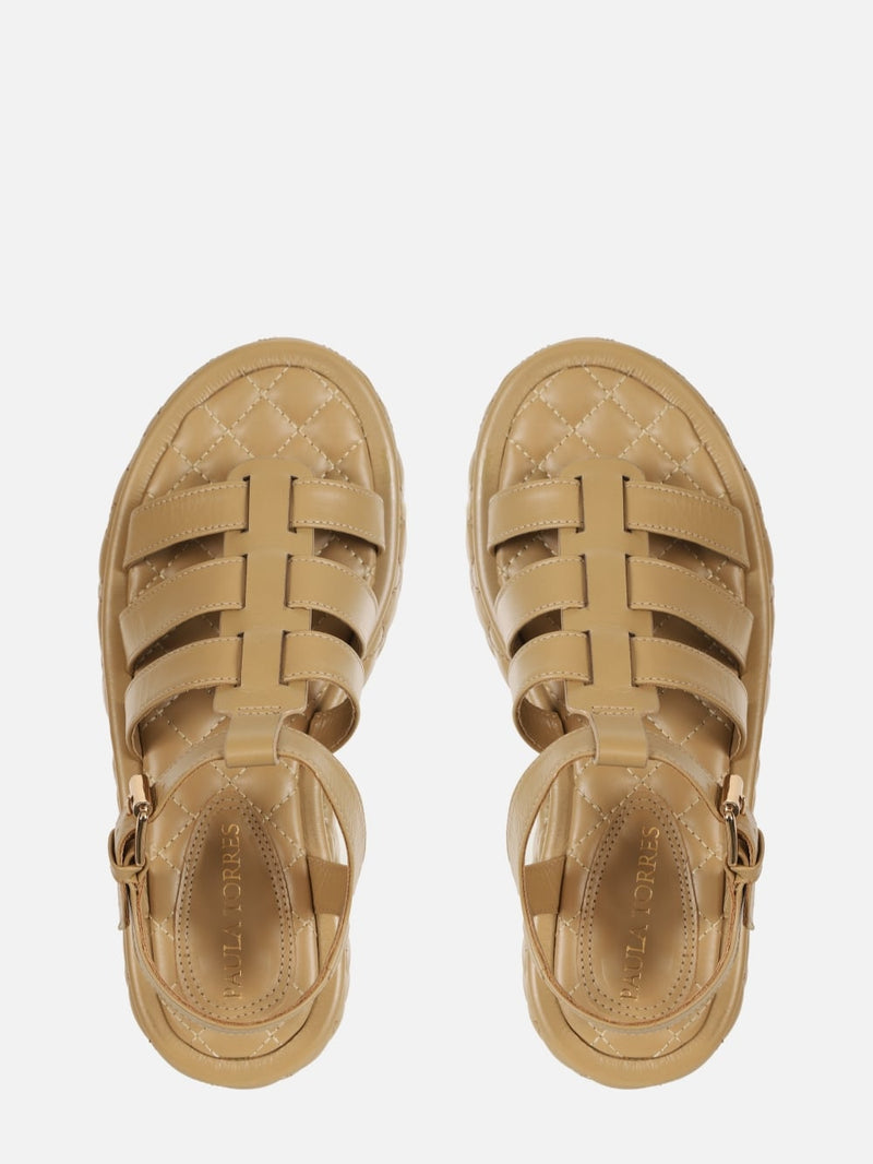 FLATFORM EM COURO ELISE SAFARI COM MATELASSÊ