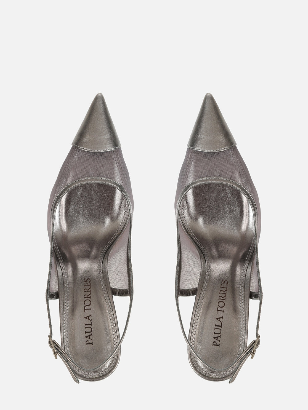 SCARPIN EM TELA JOLIE PRATA SALTO MÉDIO FINO